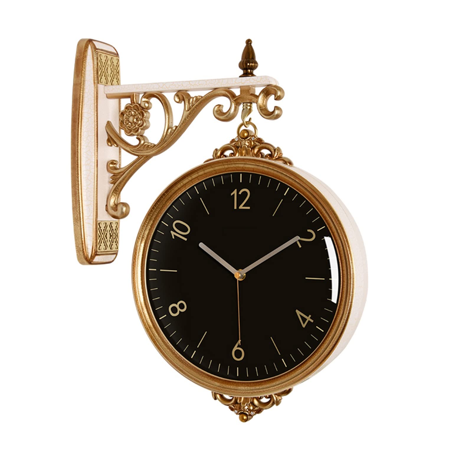 Horloge murale de luxe au style européen avec support suspendu ciselé