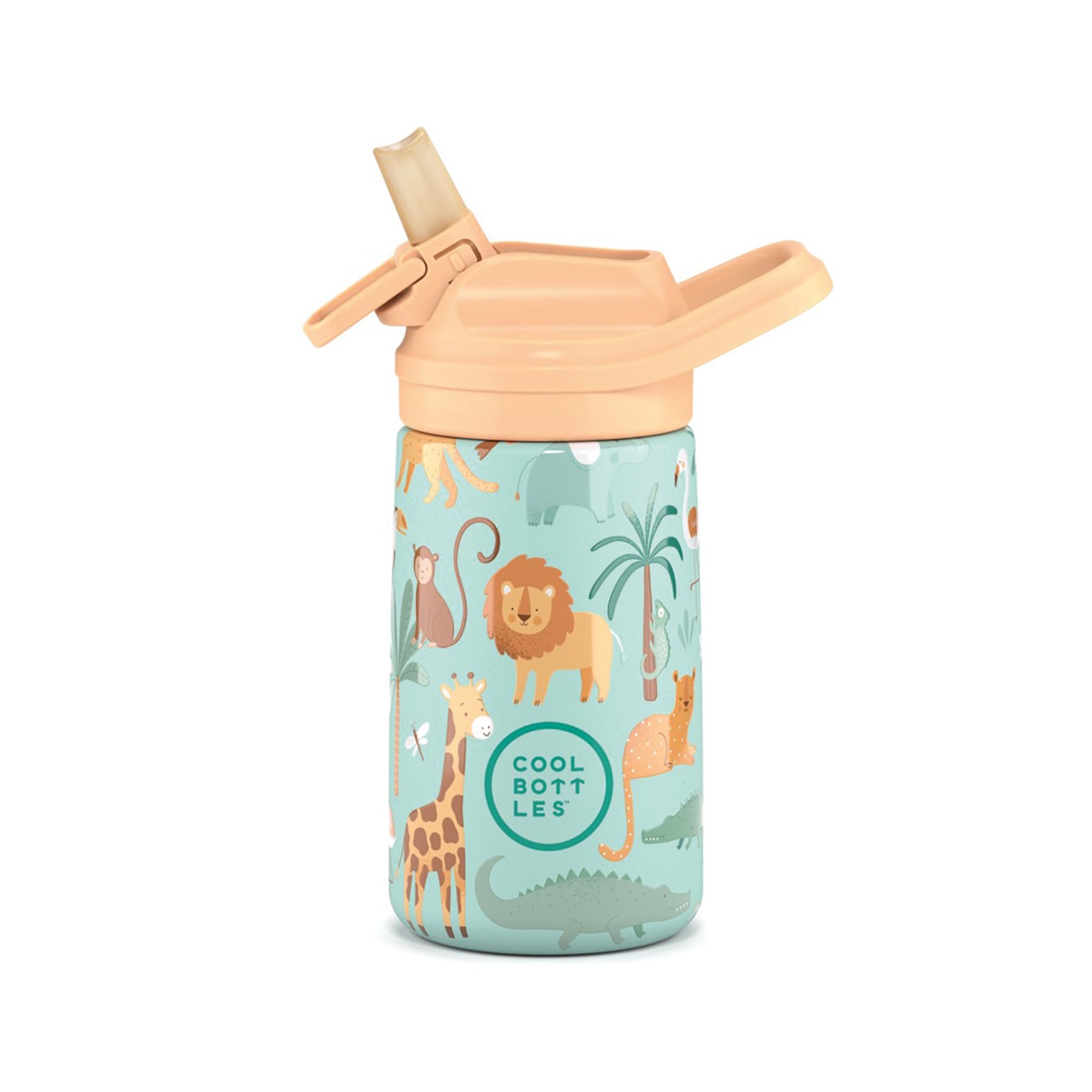 Cool Bottles - Stainless steel water bottle for kids, insulated bottle for kids - Drinks cold for 36 hours and hot for 18 hours- Wild Crew 350ml