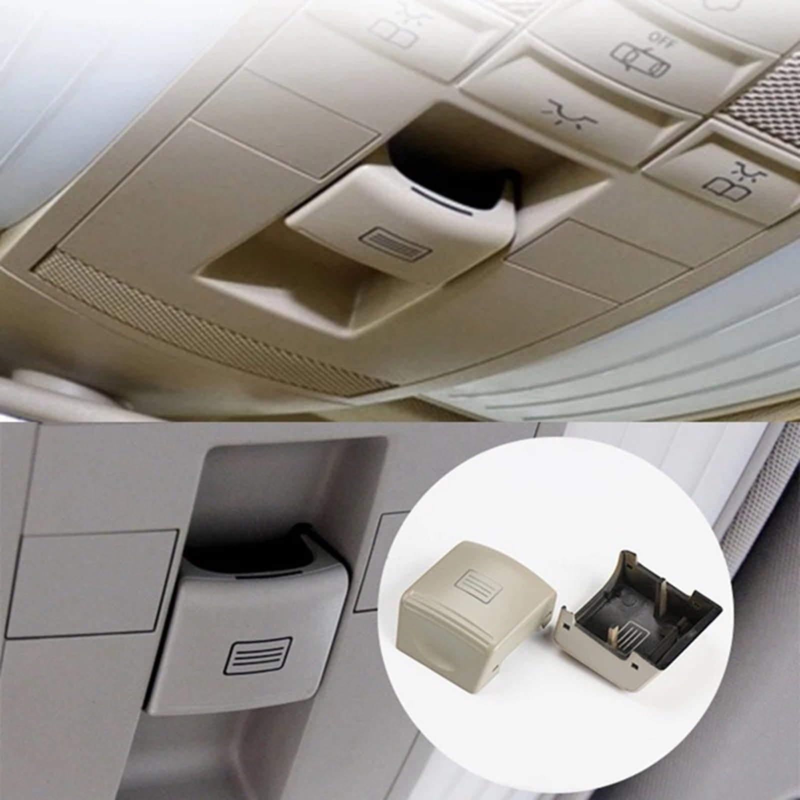 Cache-Bouton de Commande de Toit ouvrant pour Mercedes-Benz Classe E W212, référence 2129064501, Couleur Beige.