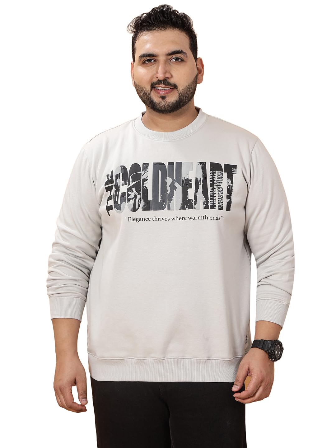 john pride Plus Size Men Regular Fit Long Sleeves Round Neck Printed Fleece Grey Pullover Sweatshirt(JPSWT75239_Grey)-picture-26