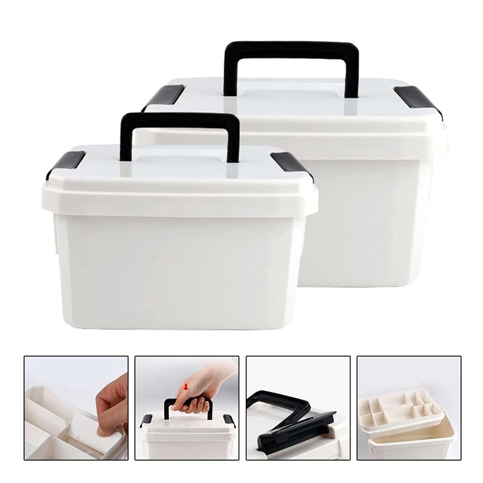 Angelzubehör Angelgerät Box mit Griff Angelgärtasche Carp Tools Speicher Tragbare Doppelschicht 8 stücke Fächer Pads mit Tragen Kleinteilebox (Color : Large)