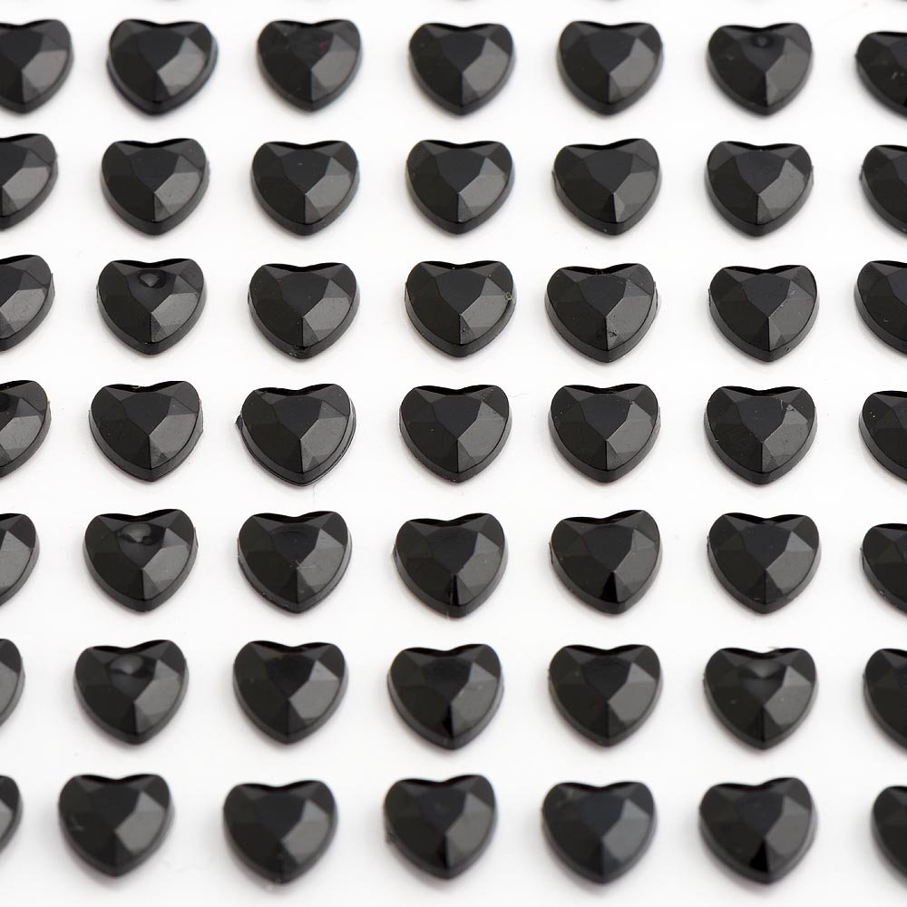 Italian Options Black - 6Mm Heart Self Adhesive Stick On Gems (100 Pcs)