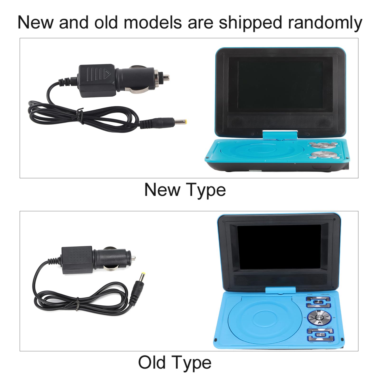 Tragbarer DVD-Player, 6,8 Zoll HD / 270 ° Rotation Kinder Mobiler DVD-TV-Player/UKW-Radioempfänger/Kartenleser/Gameplay, Eingebauter 1500-mAh-Akku, für Heimauto Im Freien(EU-blau)