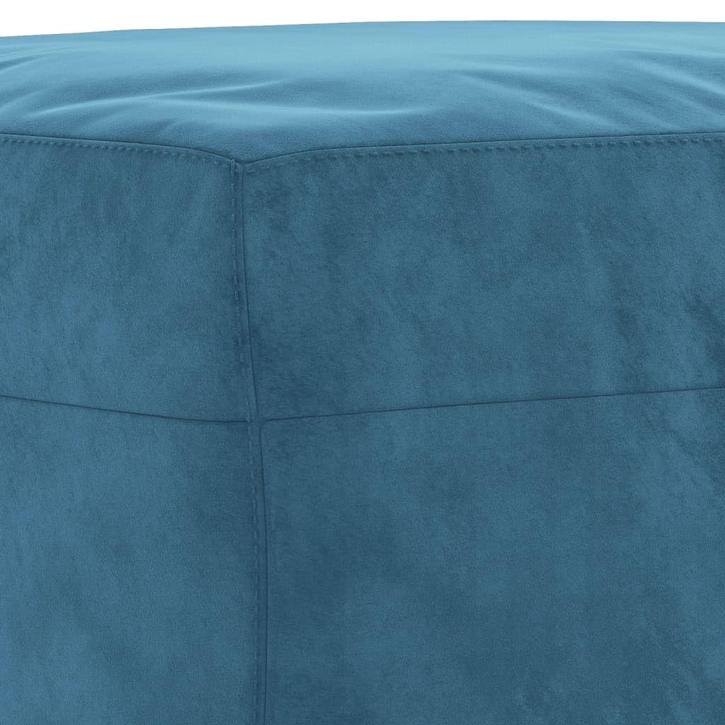 Poggiapiedi in velluto blu, 60 x 50 x 41 cm, comodo pouf per soggiorno e camera da letto, sgabello robusto con morbida imbottitura, design flessibile come seduta aggiuntiva