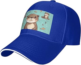 Baseball Cap for Men Women Adjustable Trucker Hat Low Crown Distressed Cap Cartoon Cute Otter Baseball Hat