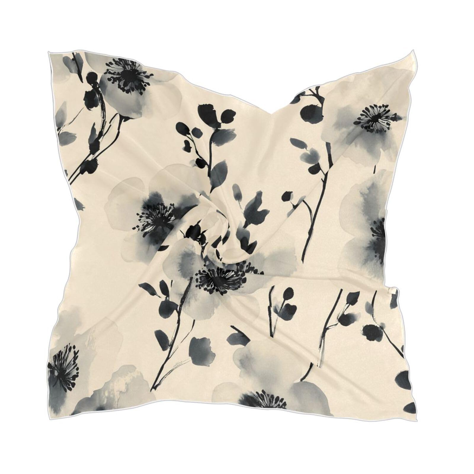 BOESI Abstract Black and White Flower Pattern Women's Headband, 23.62