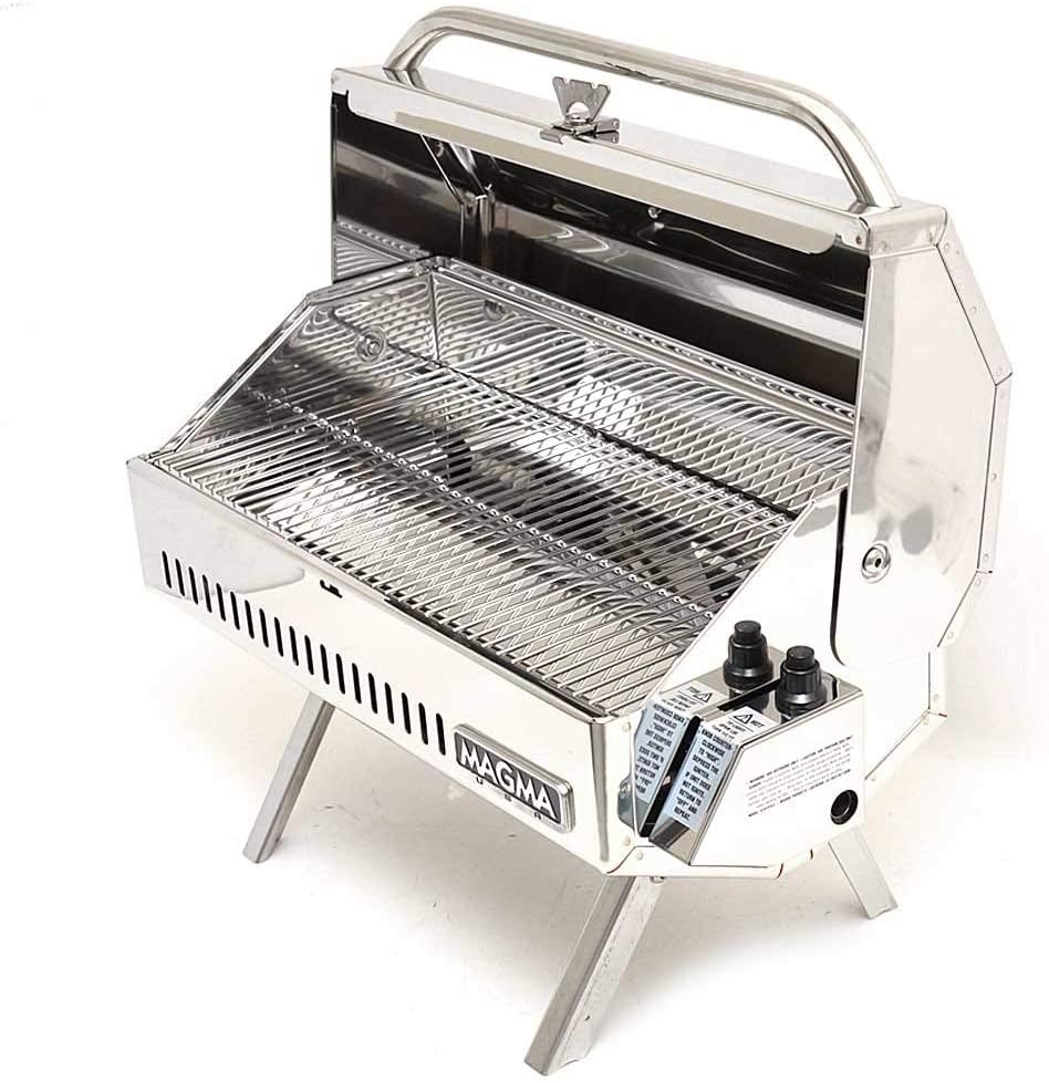 Newport II Stainless Steel Propane Gas Grill with Fold-Away Legs