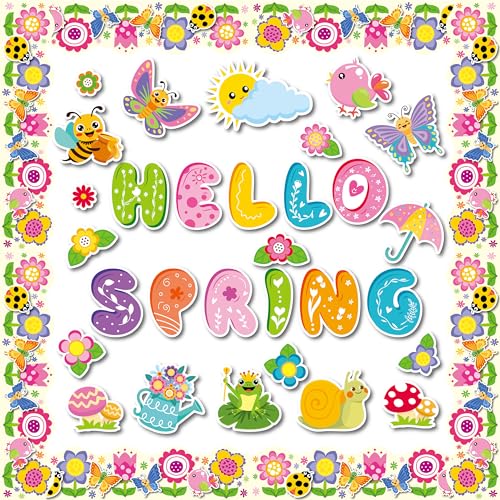 Tableau d'affichage printanier et 70 découpes Hello Spring - 2