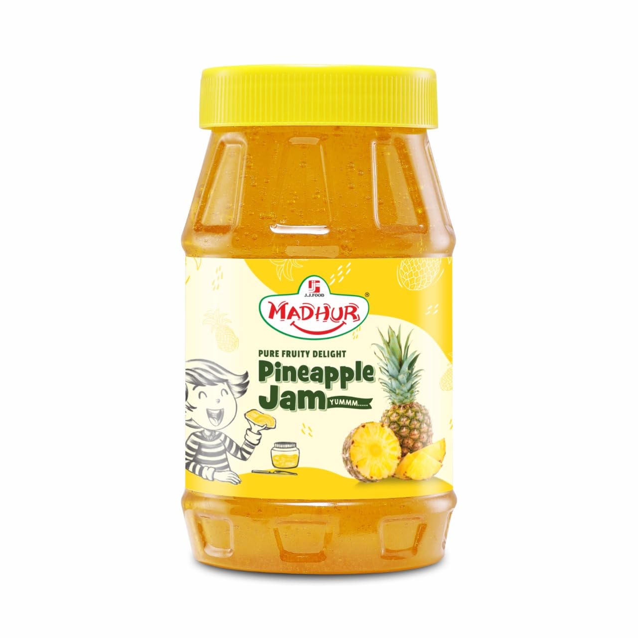 Madhur Pineapple Jam 1kg Jar -Sweet & Tangy Real Pineapple Flavour -Ideal for Breakfast -Baking -Snacks & More -Smooth Fruit Spread for All Ages -Made in India-image-33