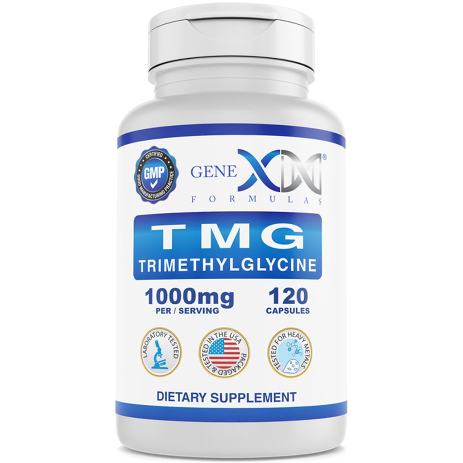 Genex Formulas 1000mg TMG Supplements (120 Capsules) - Betaine Anhydrous Trimethylglycine - Liver Supplement - for Healthy Homocysteine Levels - Gluten Free & Non-GMO TMG Supplement - 30-Day Supply
