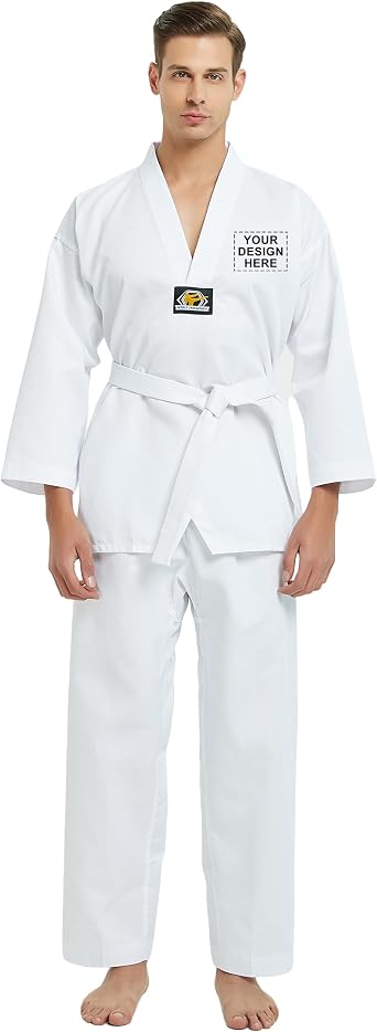 TopTie Customized Taekwondo Uniform for Kids Adults, TKD Dobok Uniform with Belt, Martial Arts Training Suit