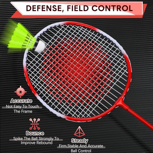 Image of 12 Pack Badminton Rackets Set Including Badminton Racquets, Nylon Shuttlecocks and Carry Bag for Outdoor Backyard Games Beginners
