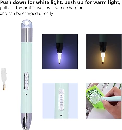 Miniatura 4 de Tgoon Bolígrafo de iluminación de pintura, herramientas de manualidades portátiles recargables por USB, 2 modos de iluminación, bolígrafo de pintura