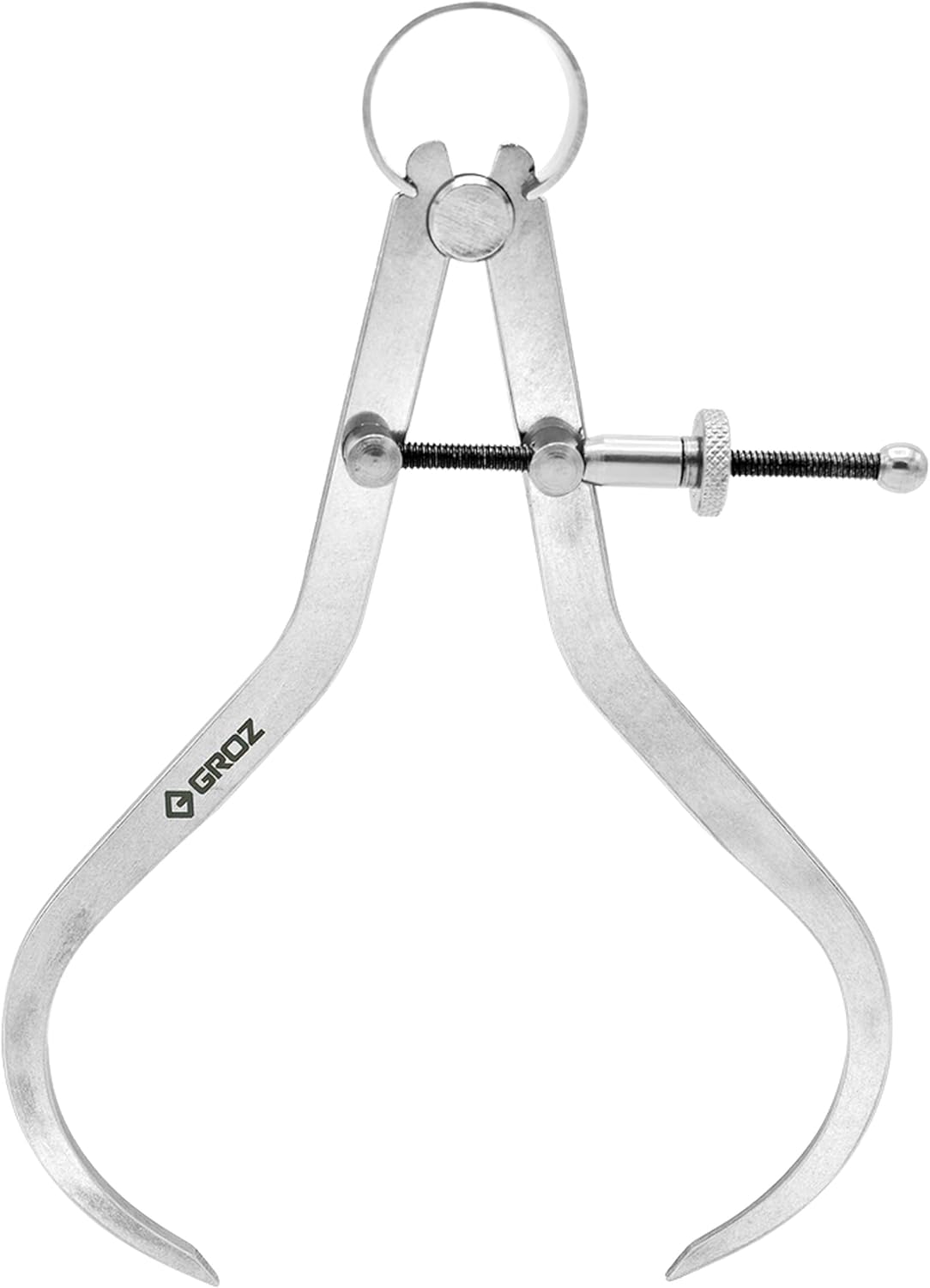 Groz 01415 12" Spring Outside Caliper, Matte Finish, with Solid Nut