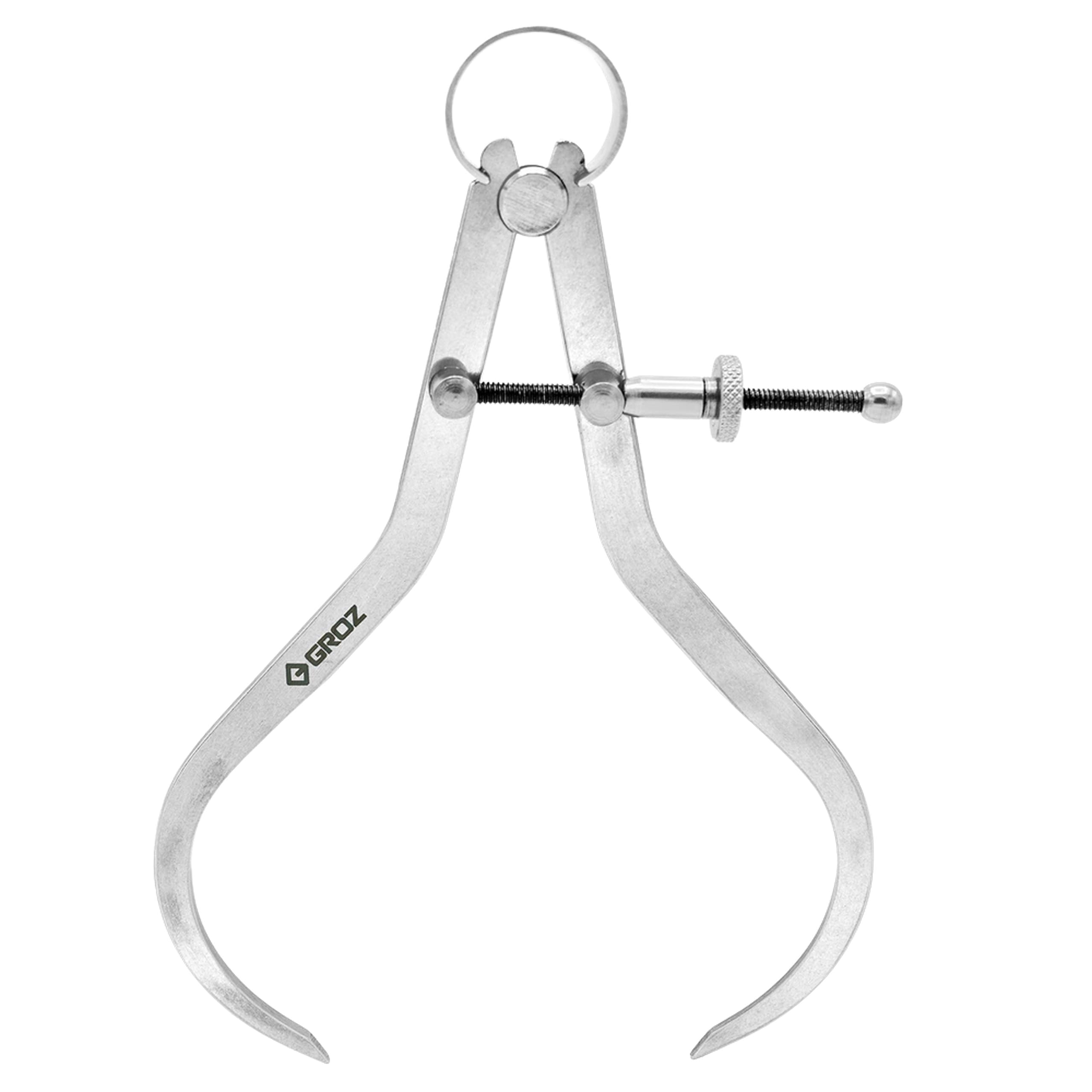 Groz 01412 6" Spring Outside Caliper, Matte Finish, with Solid Nut