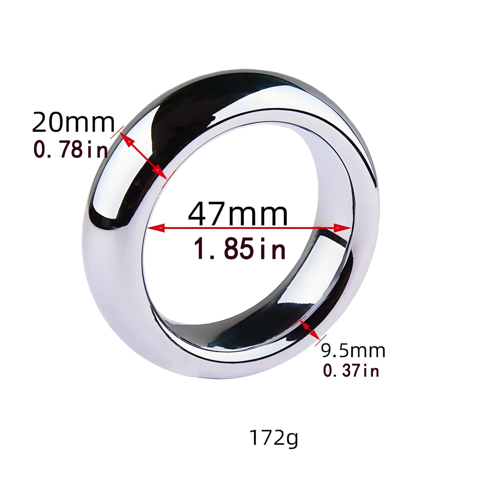 Anneau Penien - Anneau Homme en Métal en 5 Tailles Différentes Sex Toys Les Cockring ont Une Hauteur de 20mm et Une Épaisseur de 9,5mm Ball Stretcher pour l'Exercice de L'érection (47mm)