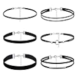 Xinjoduz 6 PCS Girls Black Choker 90s Choker Necklace Layered Adjustable Gothic Chokers Black Velvet Chokers Set for Women Party Cosplay Christmas Birthday Jewelry Gifts (6 Style)