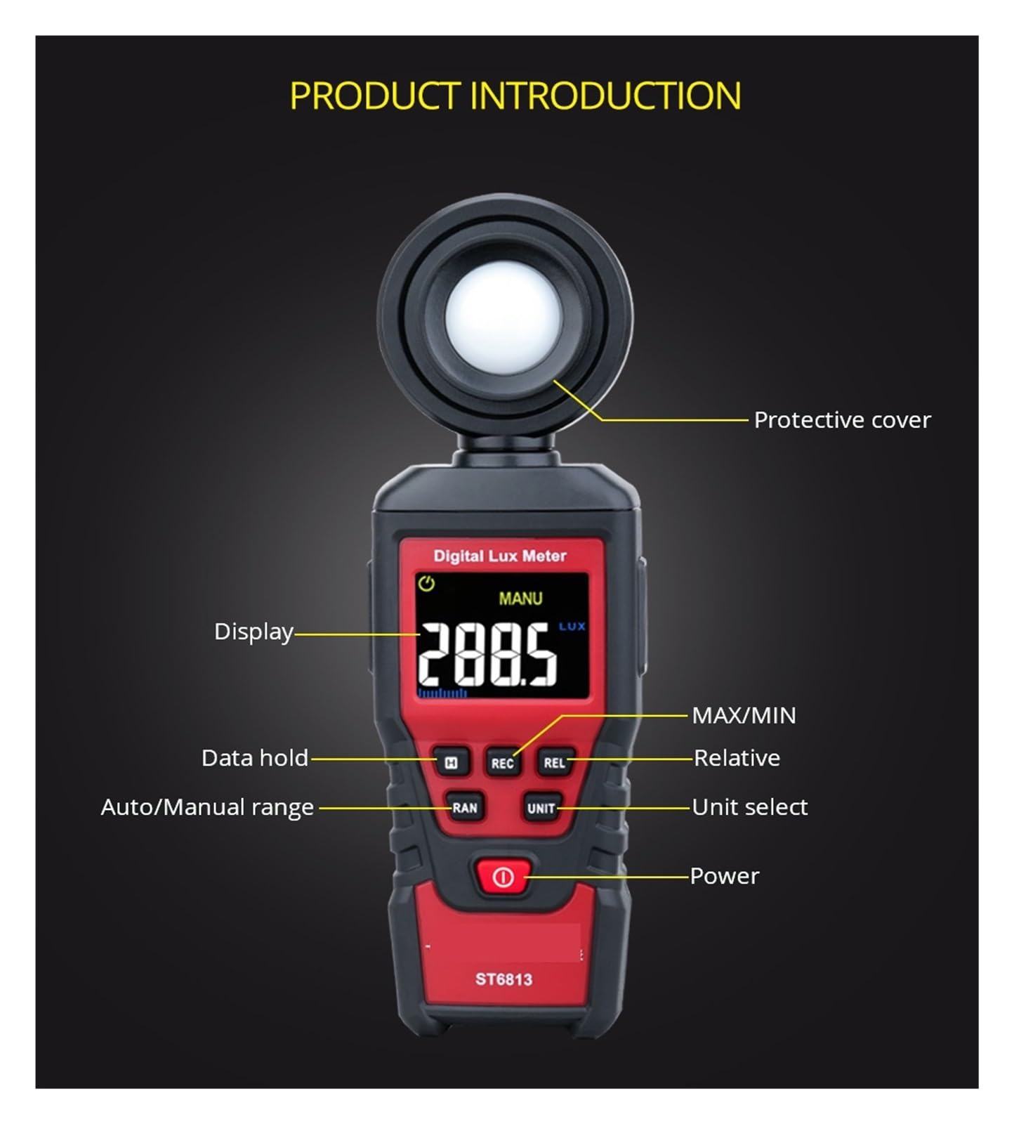Medidor de Luz, Fotómetro digital, luxómetro, comprobador de luz, espectrómetro fotográfico, detector de luminosidad portátil, luxómetro de 1 a 200 000, pantalla LCD.