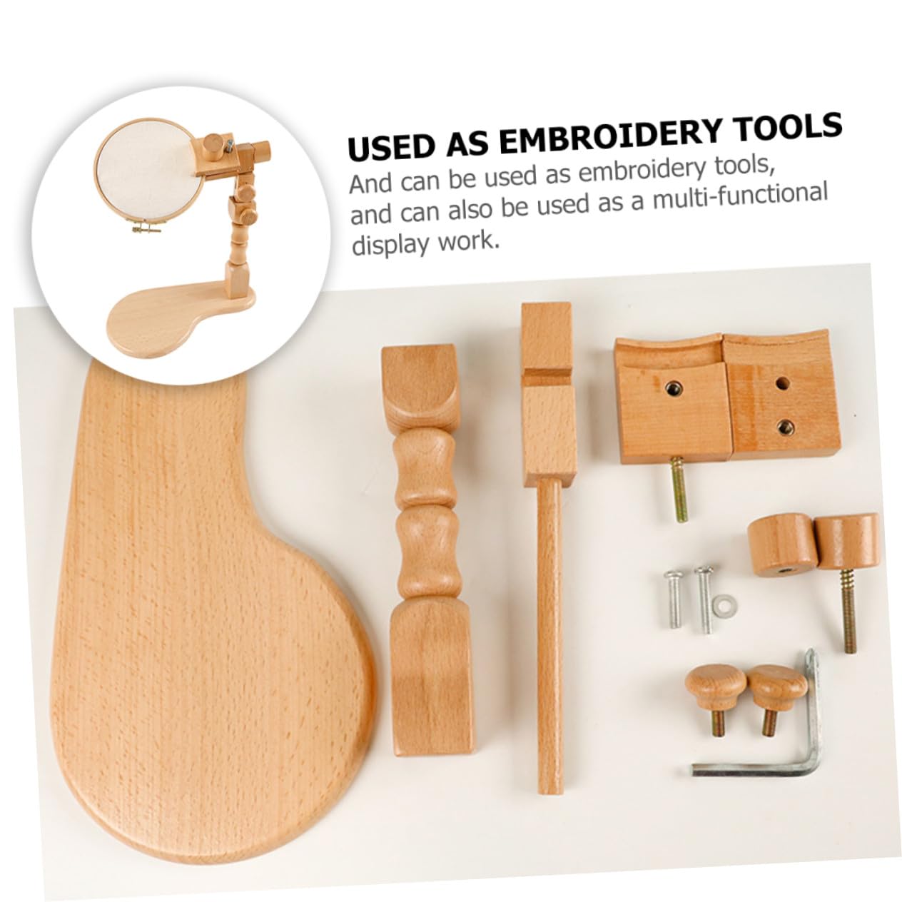 DIYEAH Soporte Giratorio Ajustable de Madera para Bordado en Casa Ángulo Regulable y Fácil de Desmontar para Punto de Cruz DIY y Manualidades