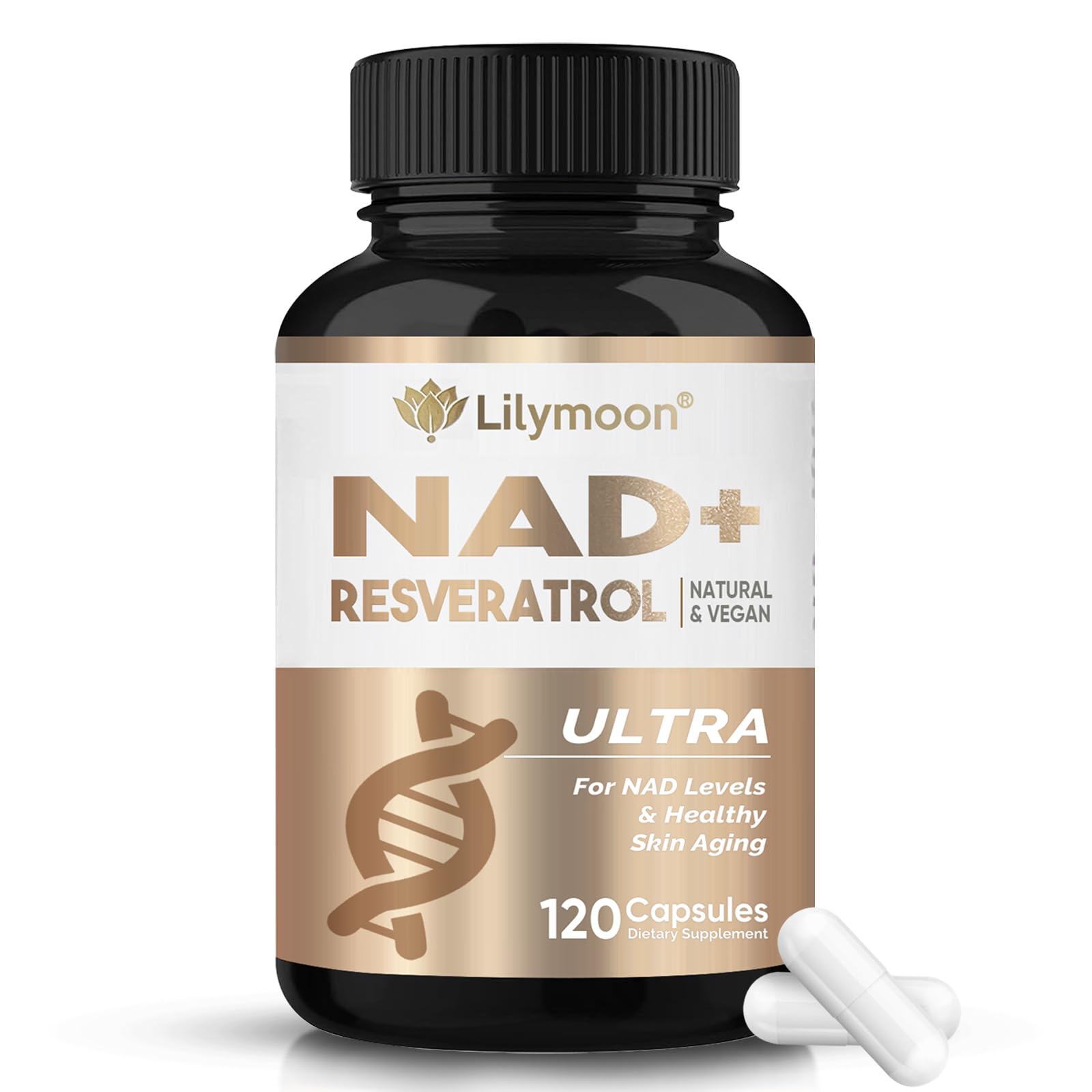 NAD+ Supplement, Effective NAD+ Supplements for Women & Men, Extra Strength NAD+ Supplement with Herbal Extracts and Essential Antioxidants for Anti-Aging and Energy (120 Capsules)