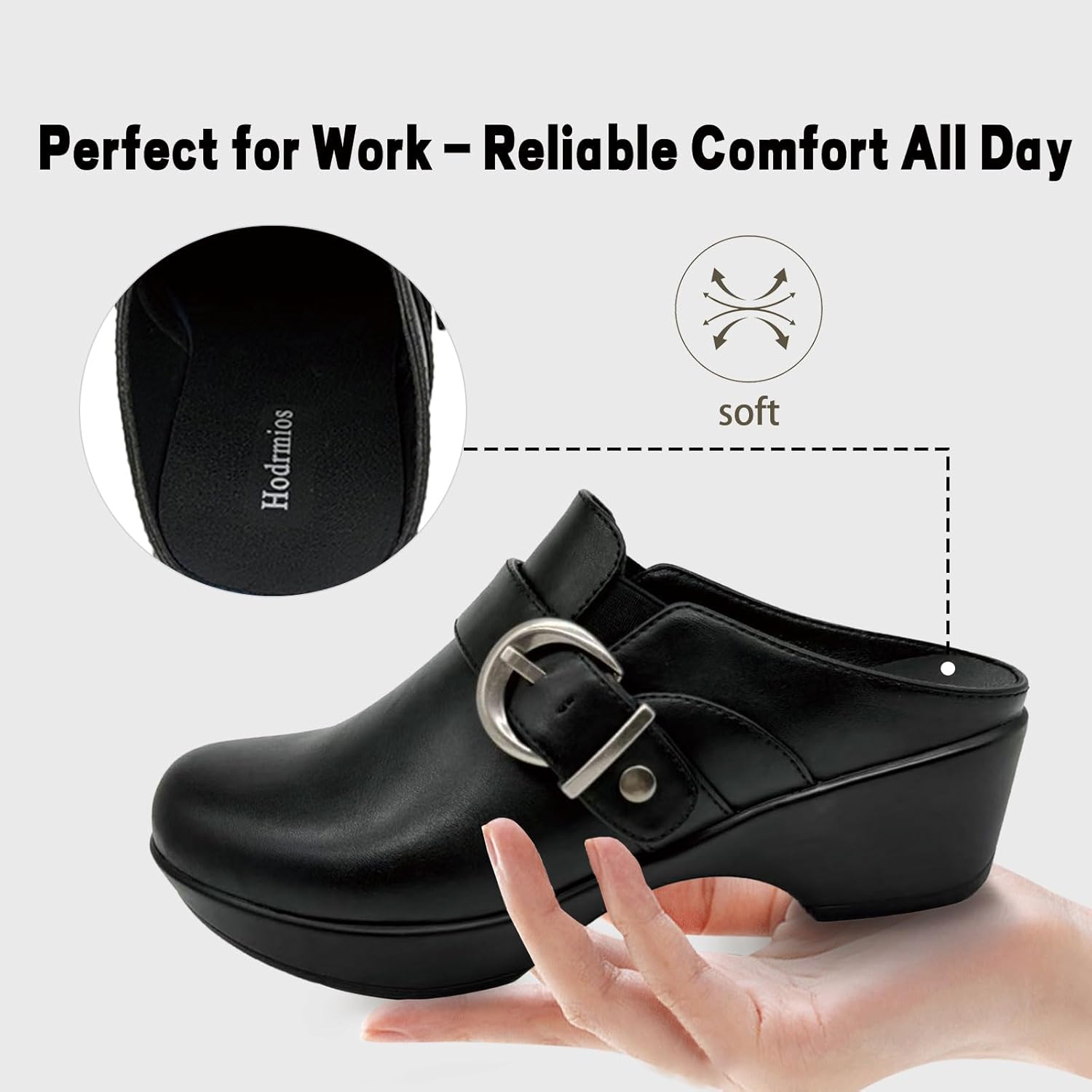 Mules for Women Flats Comfortable Slip on Shoes Closed Round Toe Home Mules Clogs Shoes with Arch Support Casual Backless Loafers