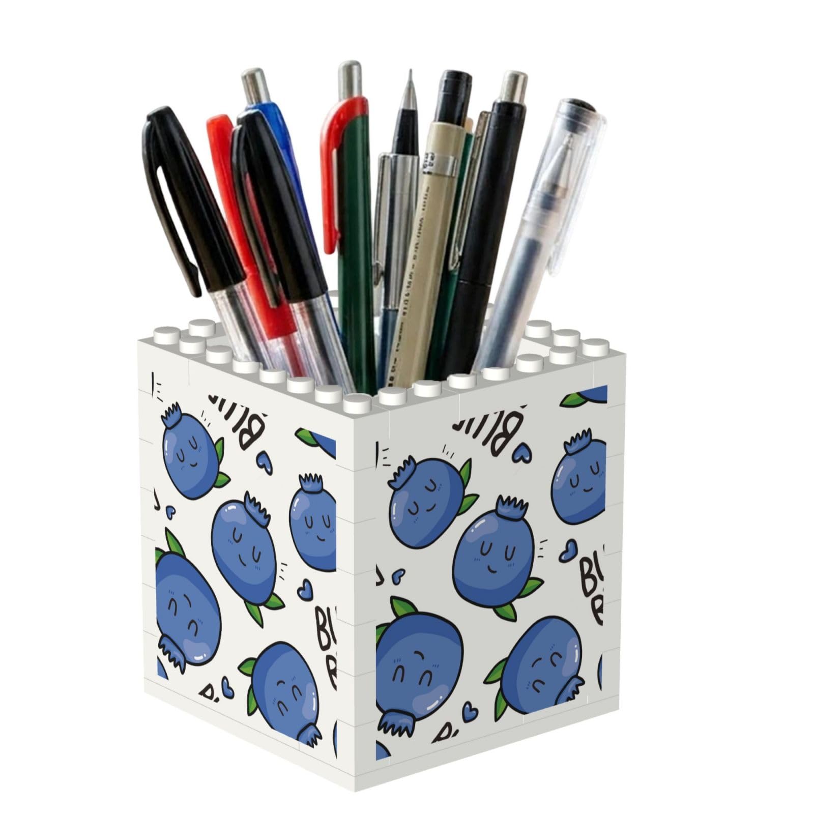 Poadnly Blueberry Pattern, Pen Pot Pencil Holder for Office Home School, Compact Desk Organiser for Office Stationery