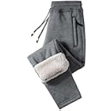 Mens Sweatpants Winter Fleece Lined Thermal Jogger Pants Drawstring with Zipper Pockets Lightweight Athletic Pants