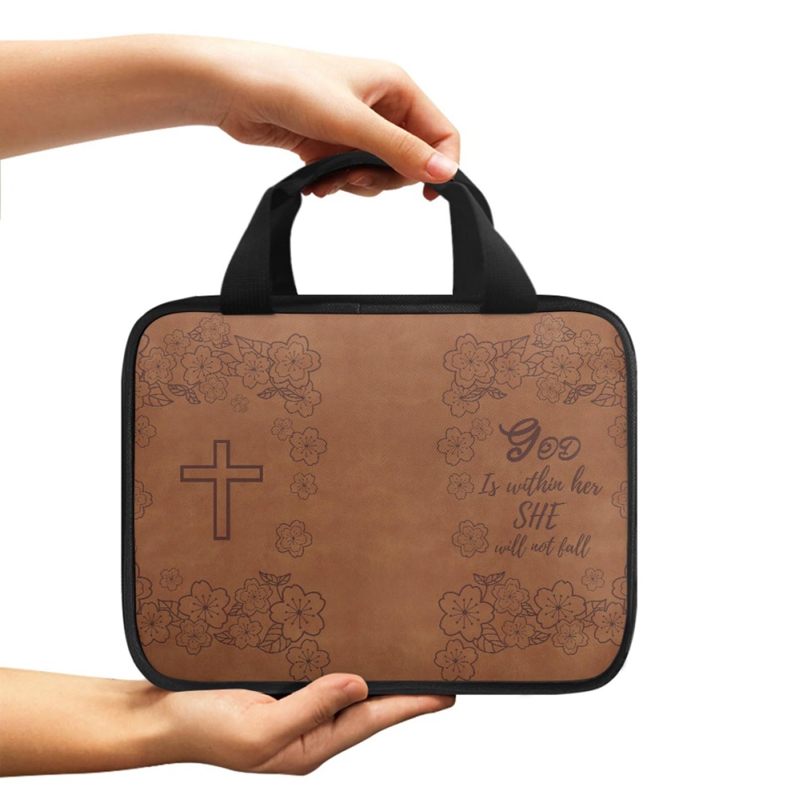 HDOYTXXM Religious Scripture Container with Crosses Design Tear Resistant Polyester Fabric Spacious Compartments for Worship Essential Clergy Supply Organiser Case