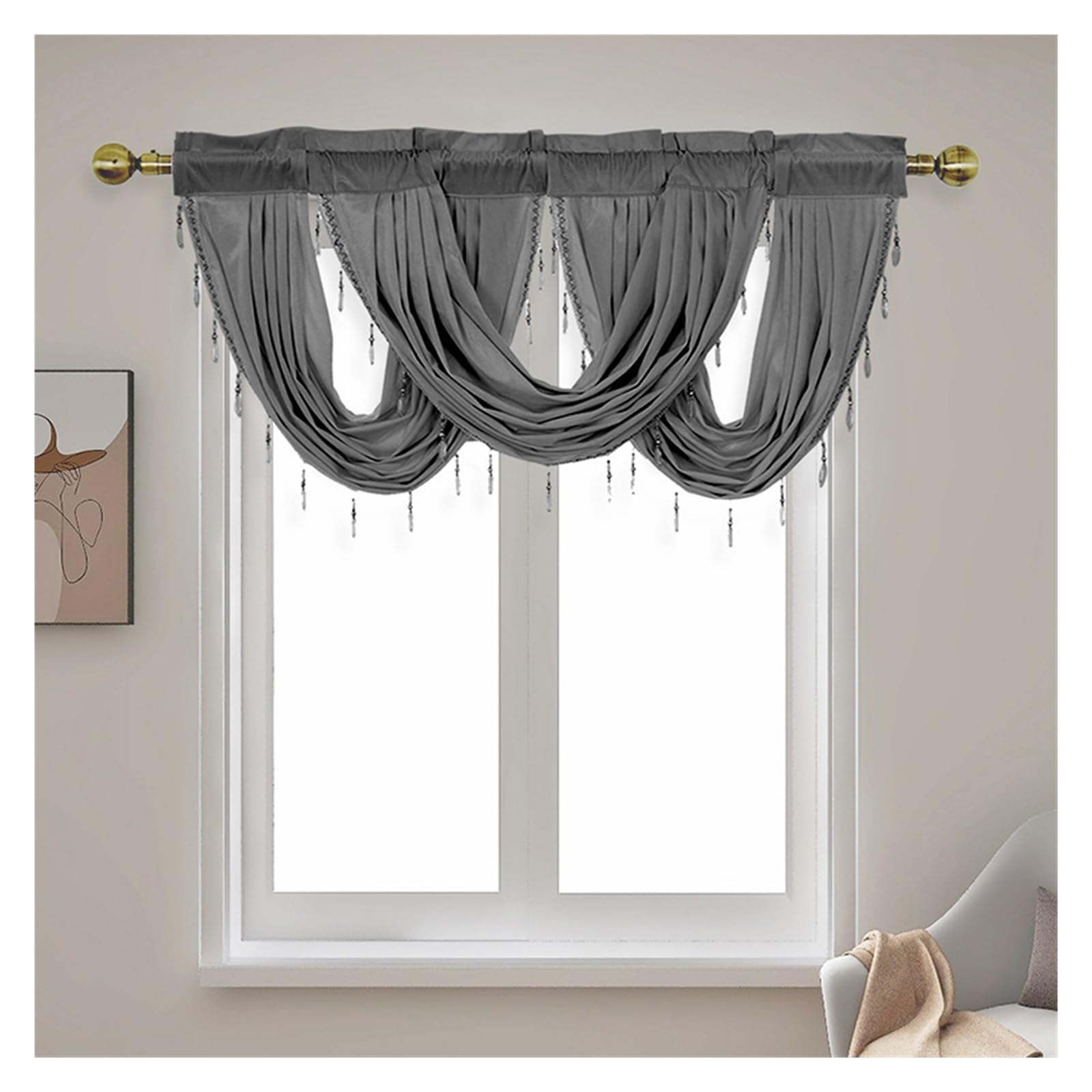 DSFIHJO Valance Curtains Modern Tassel Valance Voile Swags For Windows