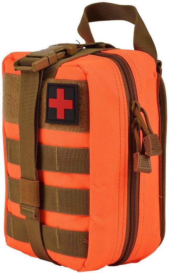 WolikeFirst Aid Bag Empty Tactical Medical Pouch EMT Emergency Survival Kit Outdoor Travel Molle Rip-Away EMT For Medical Multipurpose Waist Pack Military Utility kit (Orange)