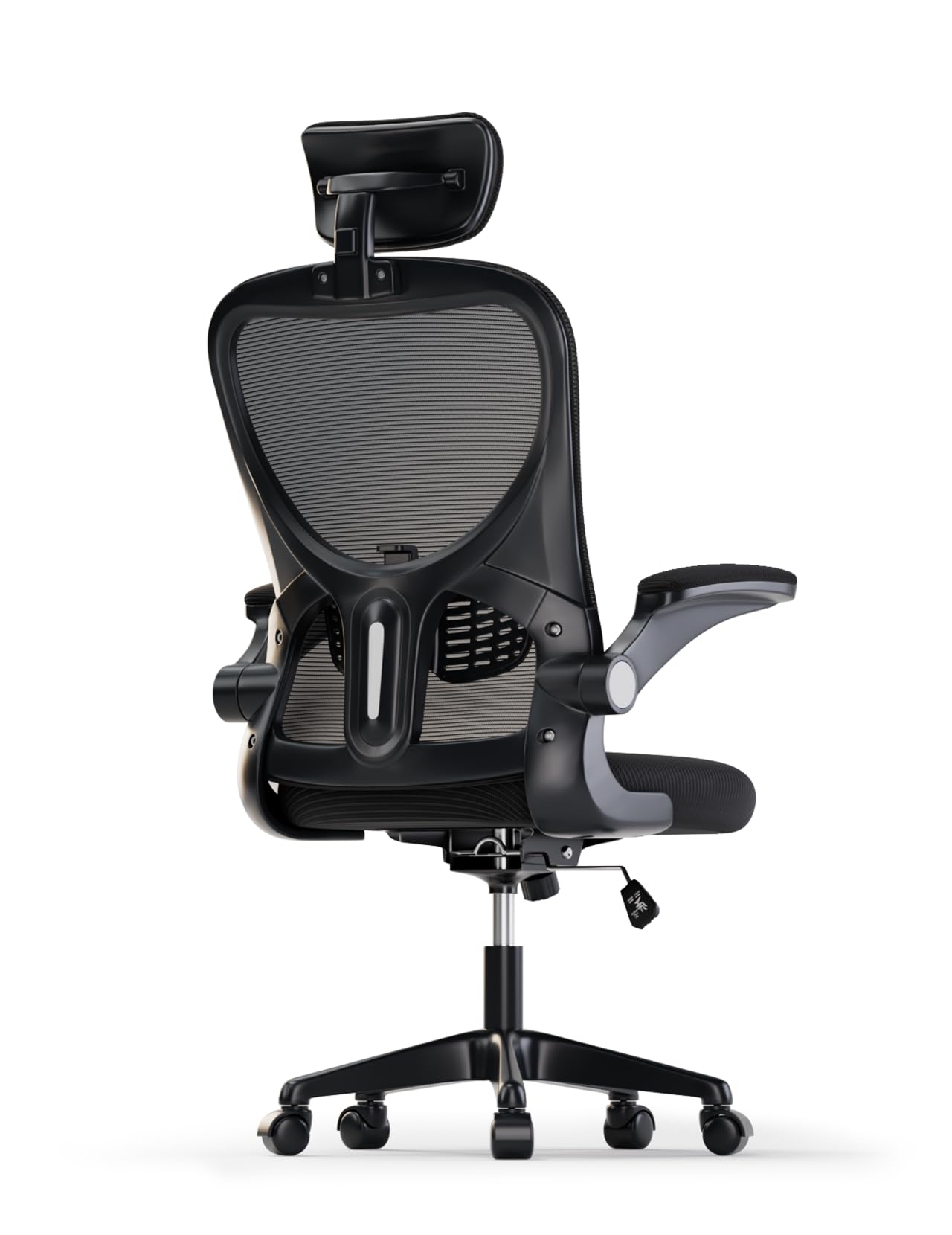 Bürostuhl, ergonomischer Schreibtischstuhl mit verstellbarer Lendenwirbelstütze und Kopfstütze, hohe Rückenlehne, Netz-Computerstuhl mit hochklappbaren Armlehnen für Heimbüro, Chefdrehstuhl