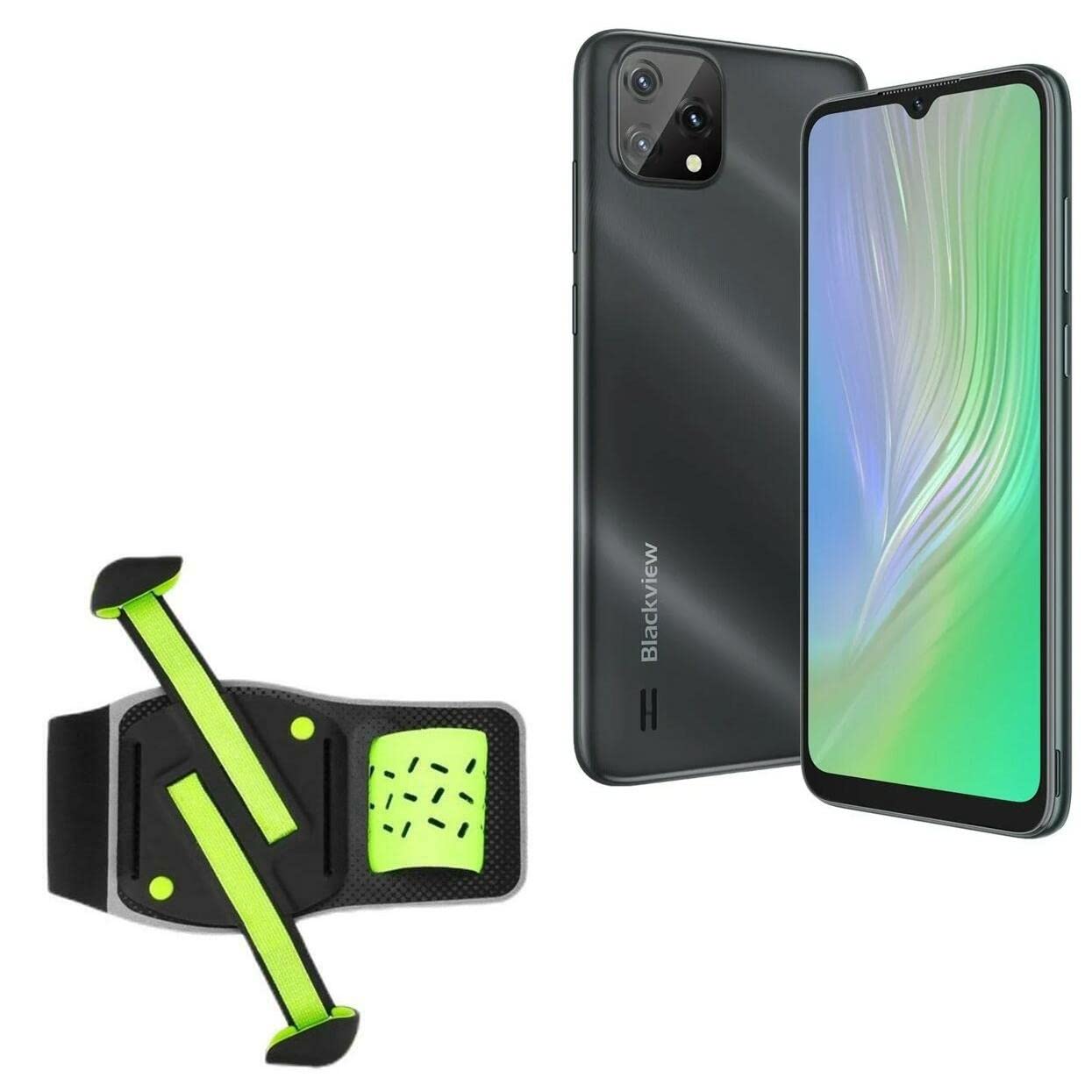 BoxWave Holster Compatible with Blackview A55 - FlexSport Armband, Adjustable Armband for Workout and Running - Stark Green