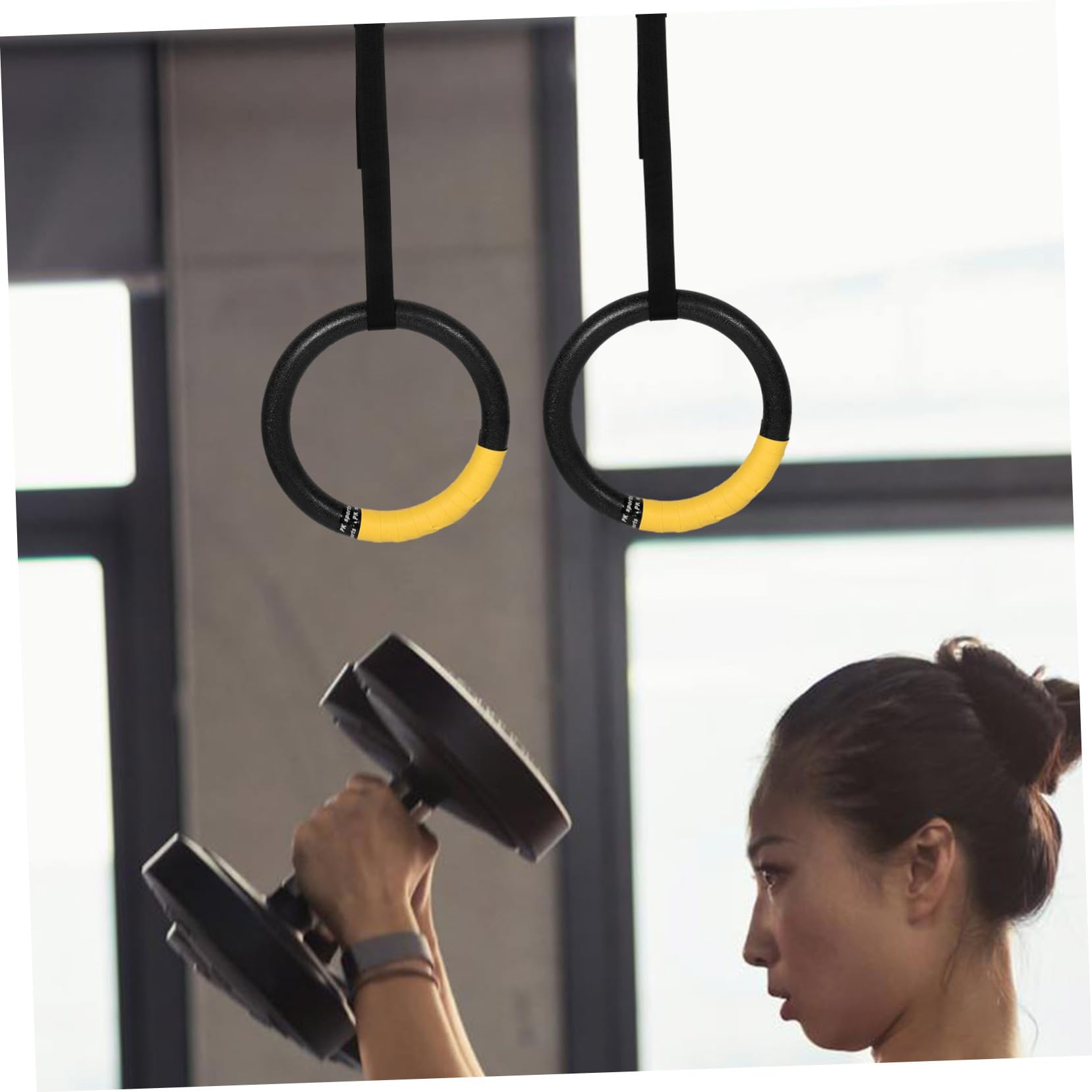 Mipcase Anelli per Allenamento Fitness Regolabili in Acciaio per Esercizi Palestra Casa, Anelli da Ginnastica con Cinghie per Trazioni e Potenziamento Forza, Accessori per Attrezzi