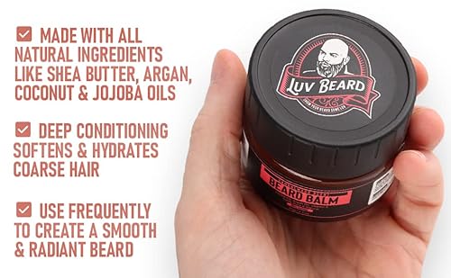 Luv Beard Balm For Men – 2Oz Beard Styling Balm – Pure And Natural Sandalwood Beard Balm With Shea Butter, Jojoba Oil, Vitamin E – Beard Conditioner Balm For Hair Growth And Softening #TOP1