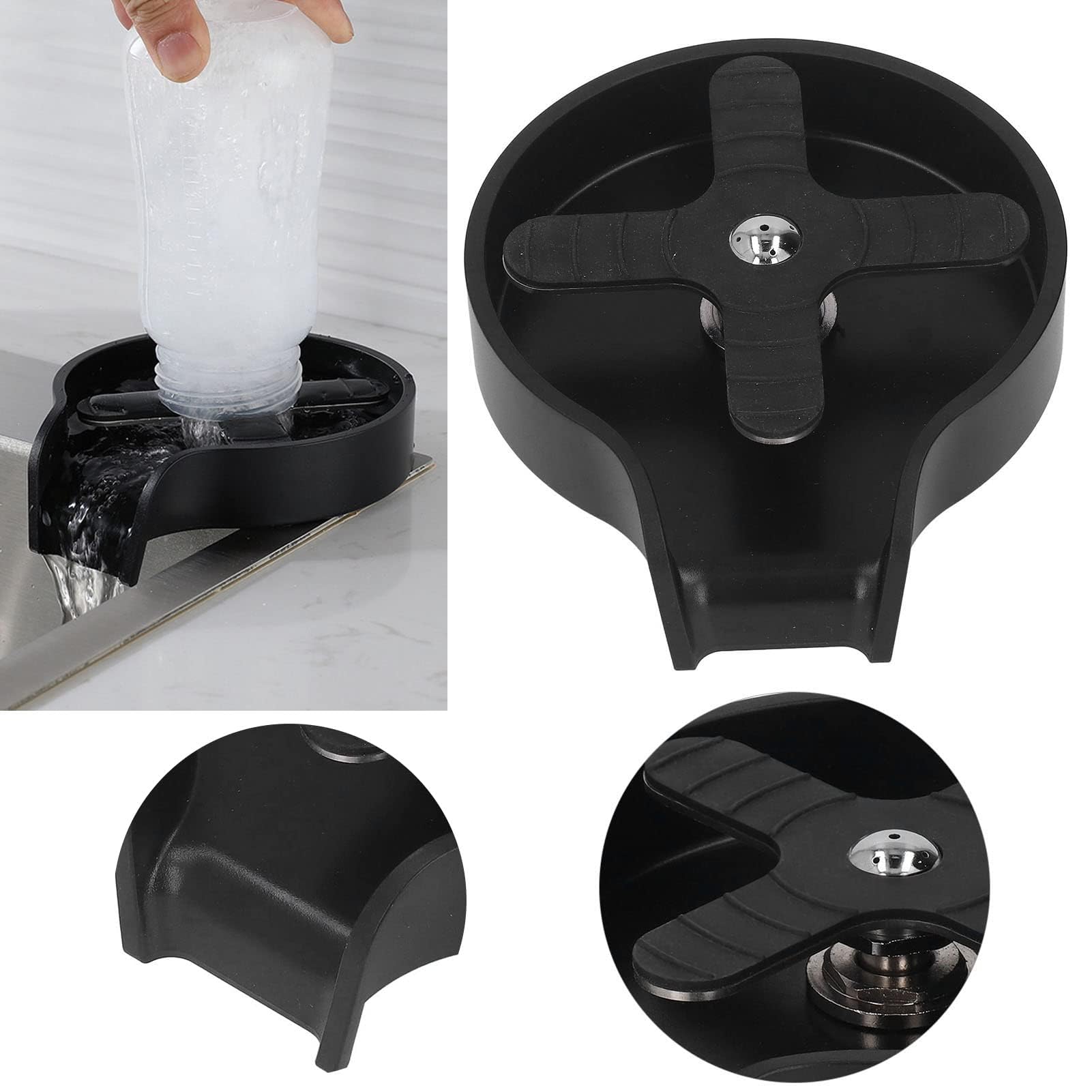 Lavavasos, Hidrolimpiadora Para Una Limpieza Rápida Lavavasos Manejo Con Una Sola Mano Boquilla De Cinco Agujeros Boquilla De Cocina Redonda De Acero Inoxidable Negro