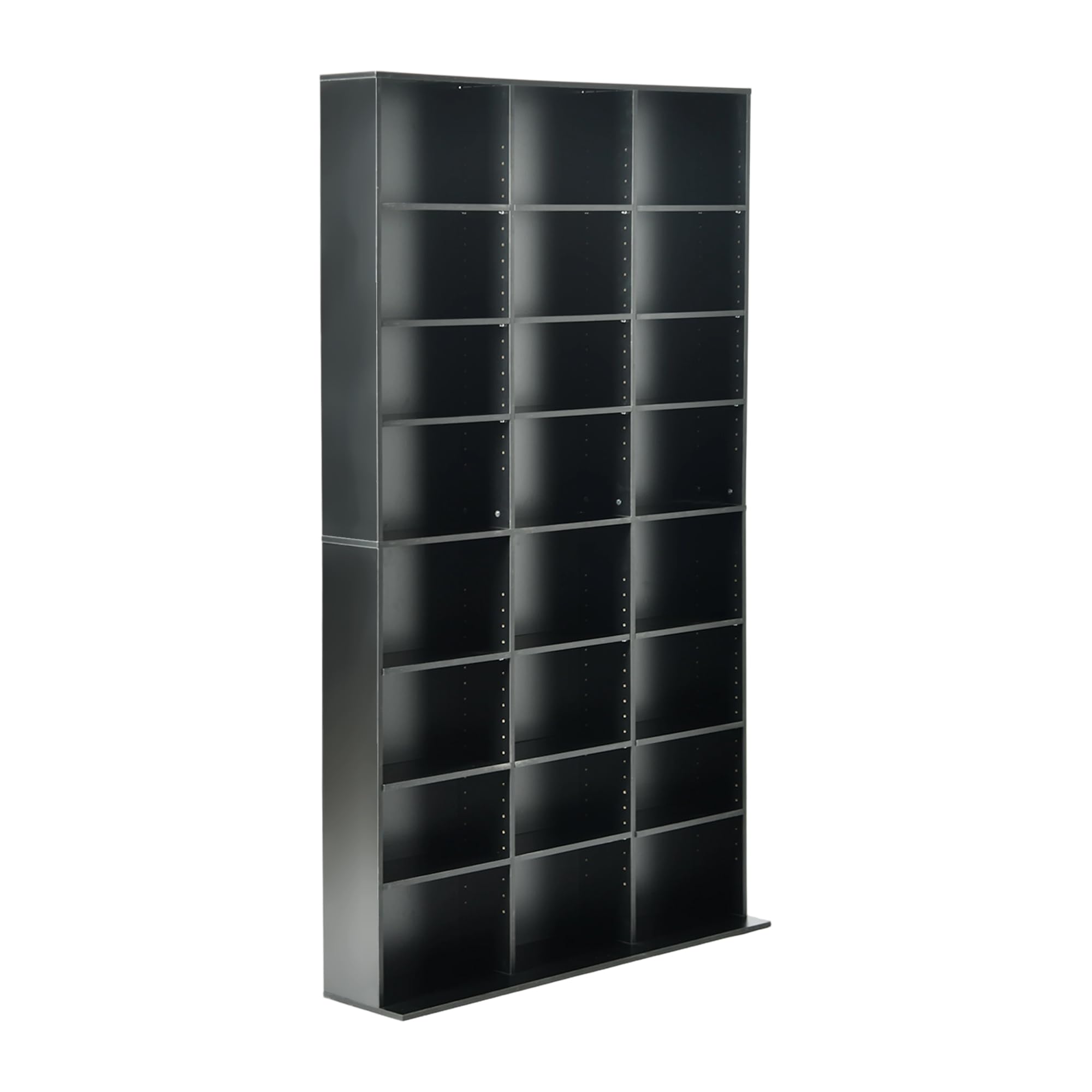 Mobile Porta CD con Ripiani Regolabili, Porta DVD a Colonna, Mobiletto DVD, 24 Scomparti, Vetrina da Collezione, adatto per Ufficio, Soggiorno e Studio, 102 x 23.5 x 180cm, Nero