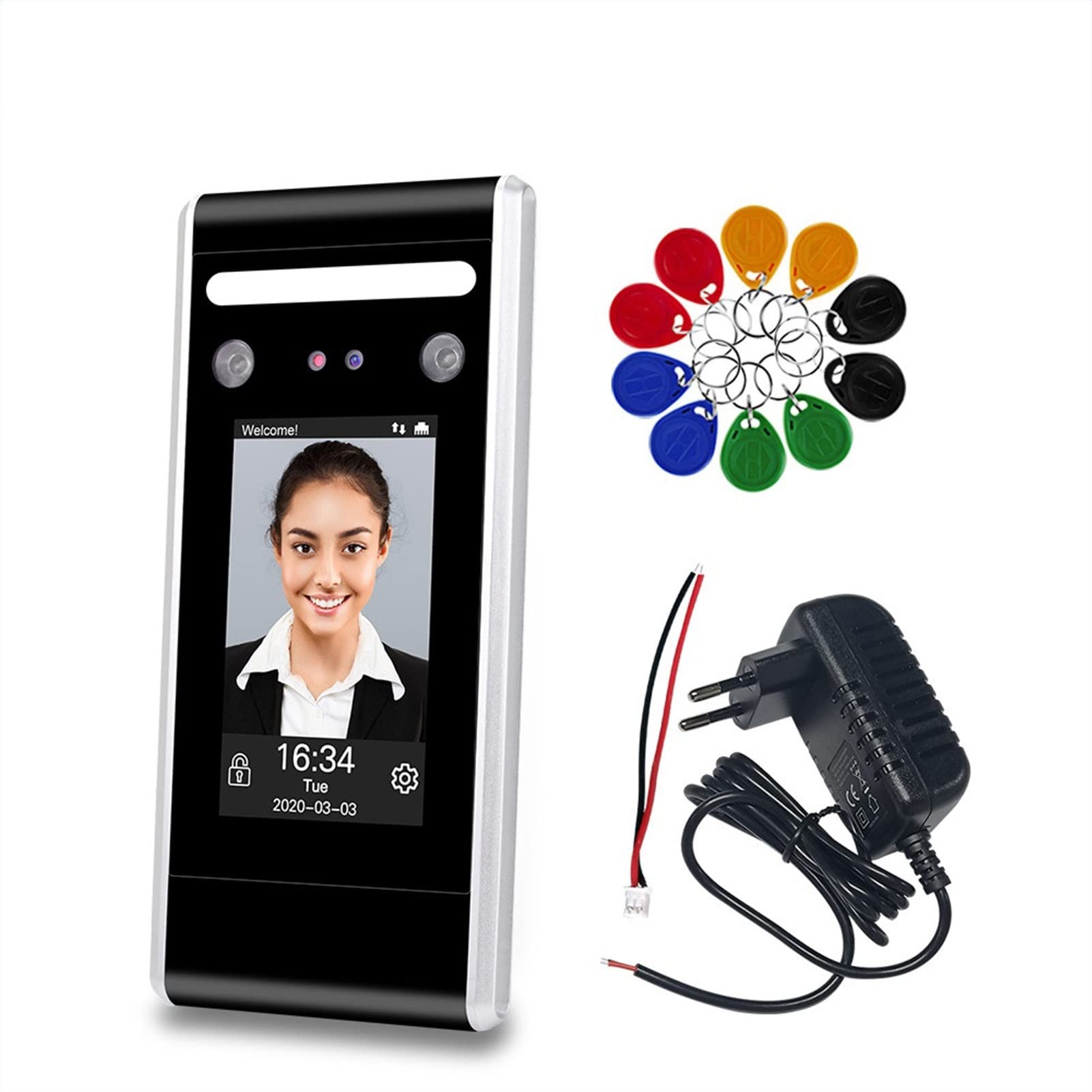 Mthckxjbsuz Dt60-Rfid Clocking In Machine, Wifi Dynamic Facial Access Control Time Attendance Machine Biometric Ir Face Recognition 125Khz/13.56Mhz Rfid Keypad Tcp/Ip/Usb(Dt60-Rfid)