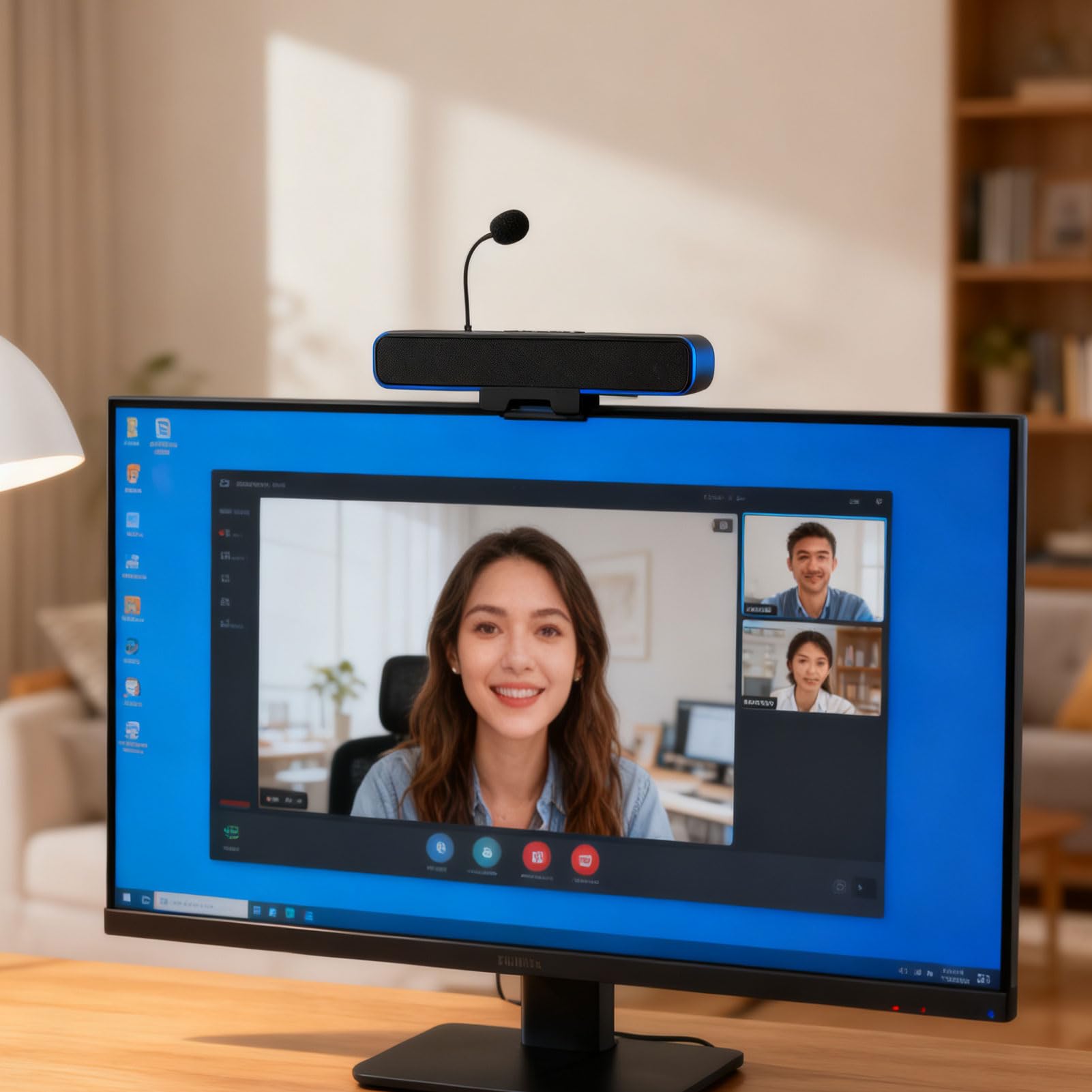 Annadue Altoparlante per Computer USB con Microfono, Altoparlanti Monitor per PC, Altoparlante per Conferenze e Microfono per Chiamate in Ufficio a Casa, per Zoom, Teams, Skype, PC,