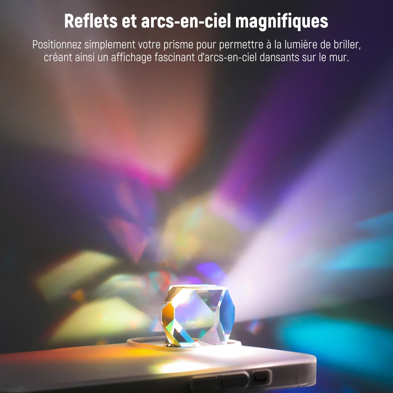 NEEWER Prisme Polyèdre Cristal K9 de 20mm, Cube en Verre Optique Couleur HD, Prisme à Dispersion RGB, Prisme Optique à Facette pour Photographie,Décoration,éducation Physique du Spectre Lumineux,CY004