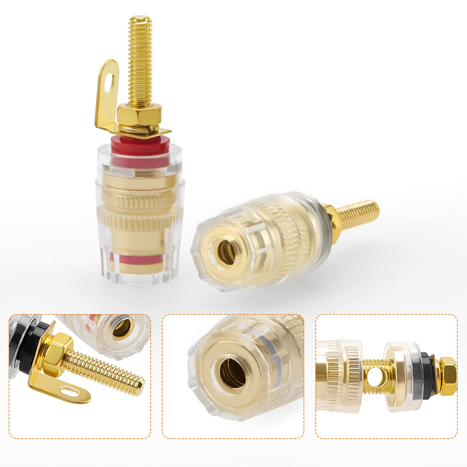 4 Pezzi 4mm Spina a Banana Presa Binding Post, Speaker Terminale Amplificatore Connettore Jack, per Connettore Terminale Altoparlante Amplificatore (42 * 14.2mm)
