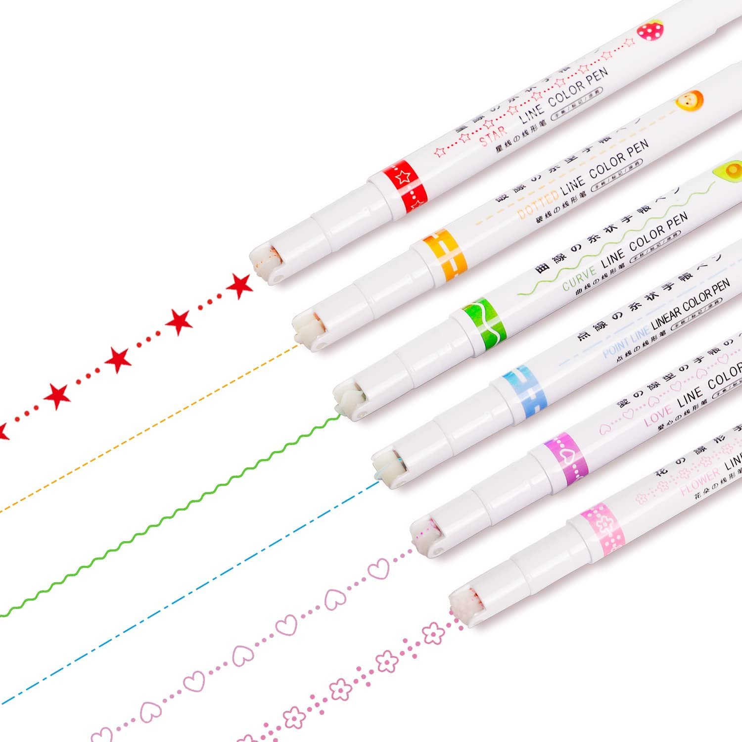 TRUENIX Curve Highlighter Pen Set,6 Color Flownwing Curve Pens
