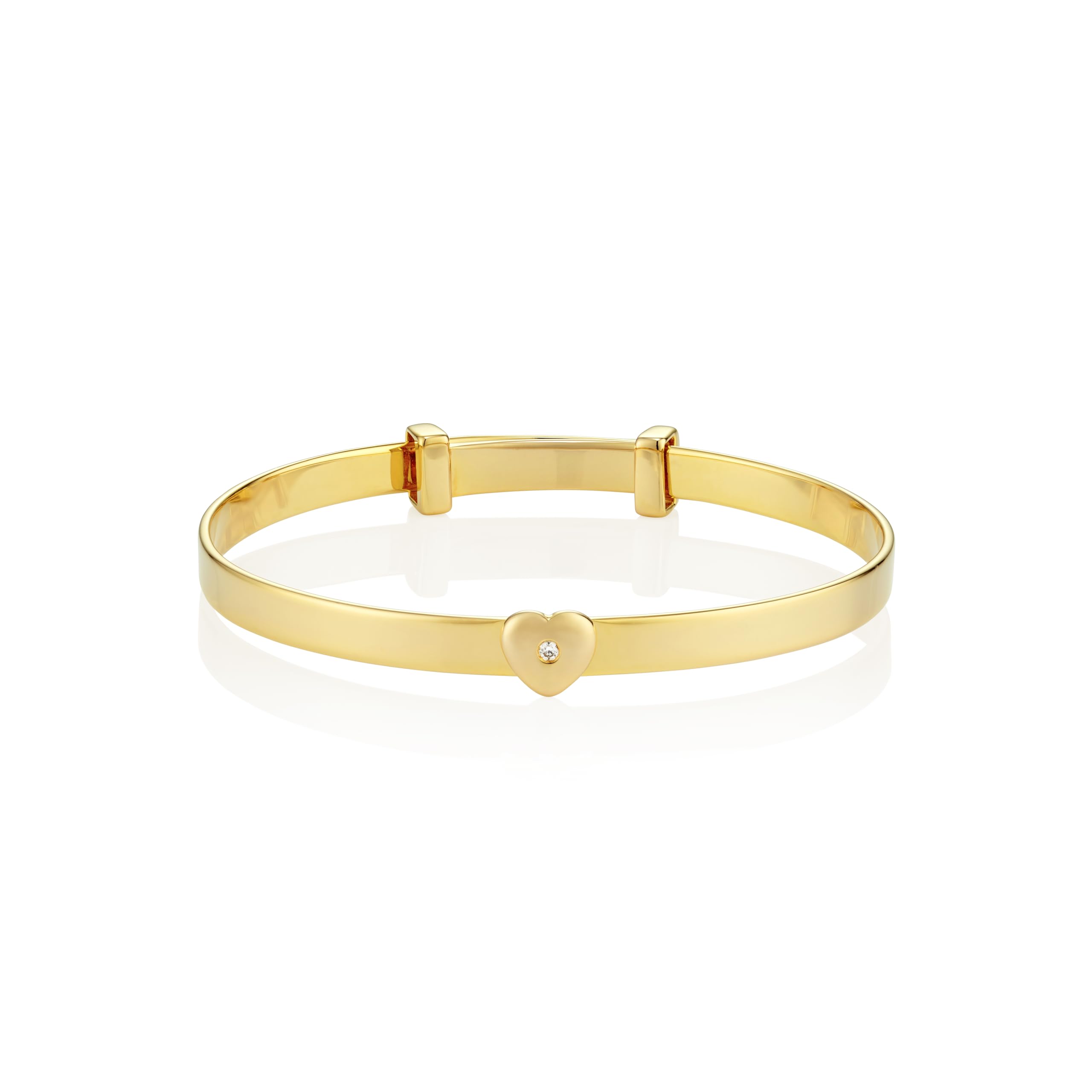 Molly Brown London Baby Love Bangle - Christening Bracelet for Girls - Genuine 1pt Diamond - 18ct Gold Plated - Hallmarked 925 Silver
