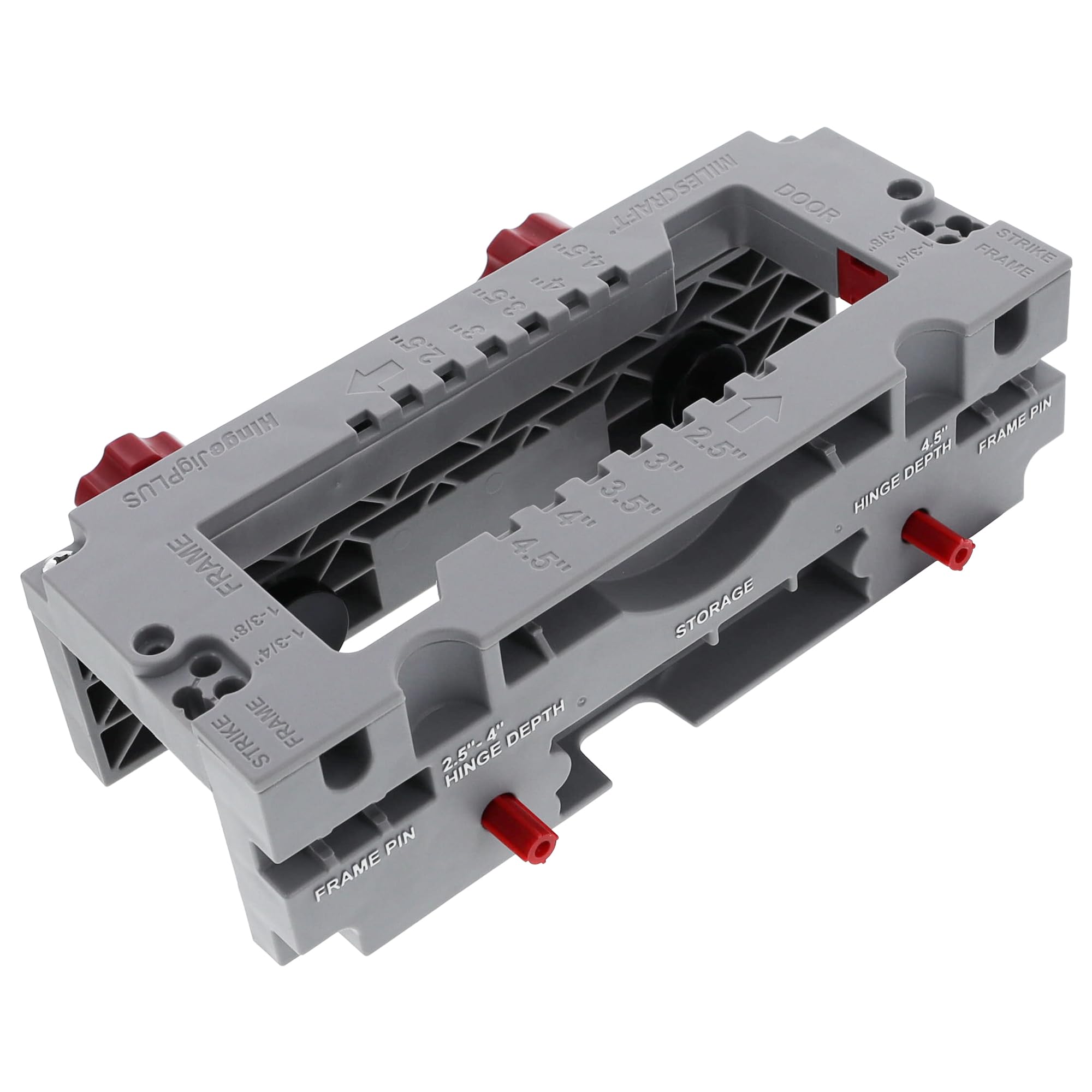 Milescraft 1229 Hinge Jig Plus - Doble sujeción de bisagra de puerta Jig Mortaja de bisagra de puerta Kit completo de instalación de bisagras Rout Mortajas de 6.3 cm a 11.4 cm. Placas de cierre y
