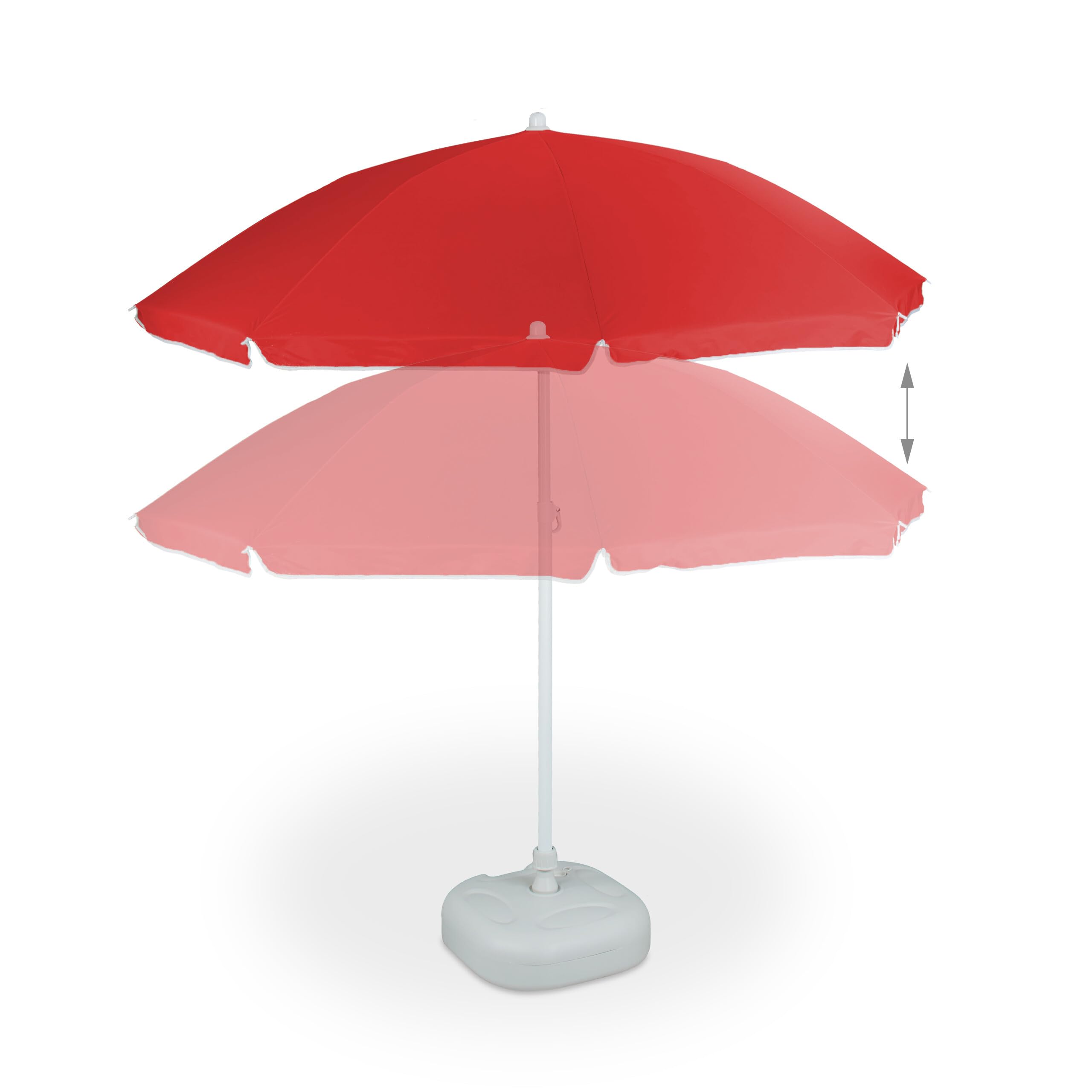 Relaxdays Parasol, Ø 180 cm, hauteur réglable, inclinable, rond, polyester, acier, jardin, balcon, plage, diff. couleurs
