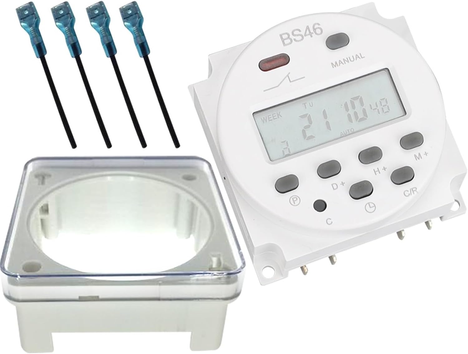 Light Small Digital Timer microcomputer Timer Switch Digital Timer with Waterproof Shell Four Lines time Set unit1m-168H(220V 16A)