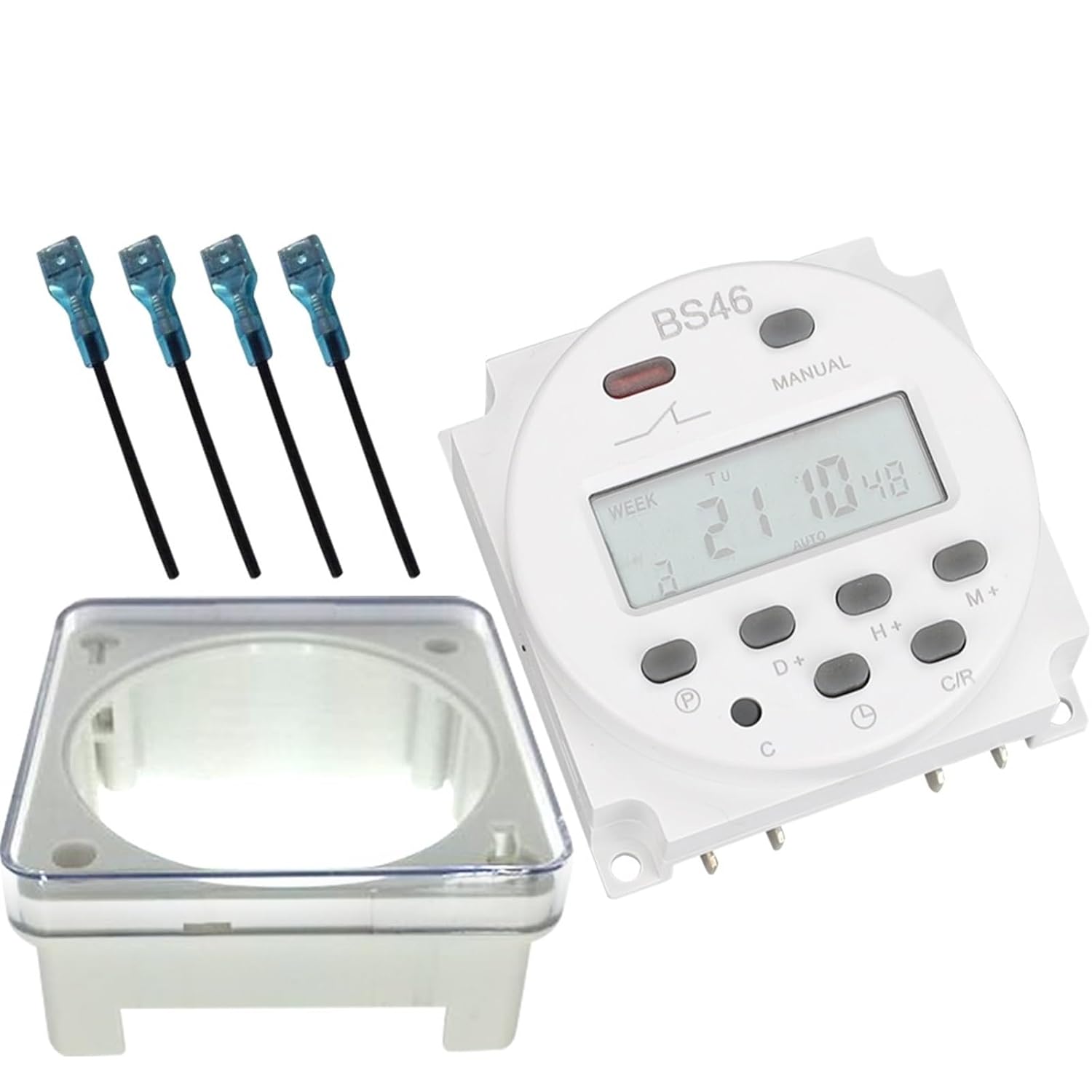 Light Small Digital Timer microcomputer Timer Switch Digital Timer with Waterproof Shell Four Lines time Set unit1m-168H(230V 16A)