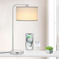 Vista 11 de Juego de 2 lámparas de mesa, lámpara de mesita de noche completamente regulable con puertos de carga USB C+A, lámparas modernas de noche