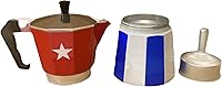 Vista 3 de PRK 14 Cafetera cubana Greca Pot de aluminio con diseño de bandera de Cuba Cafetera de café tradicional para café cubano auténtico, 6 tazas