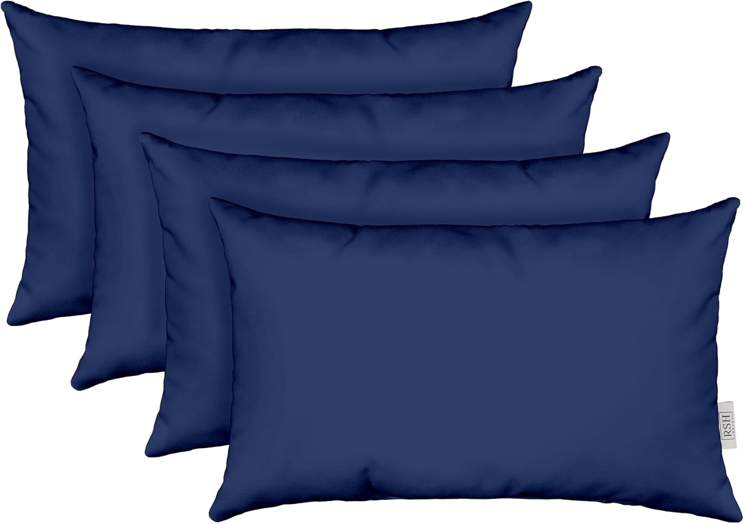 RSH Decor Lumbar Throw Pillow 20x12 Set of 4 Navy Blue Pillow for Couch, Blue Outdoor Throw Pillows, for Patio Furniture, Durabable Throws for Lake House Decor - Made in USA
