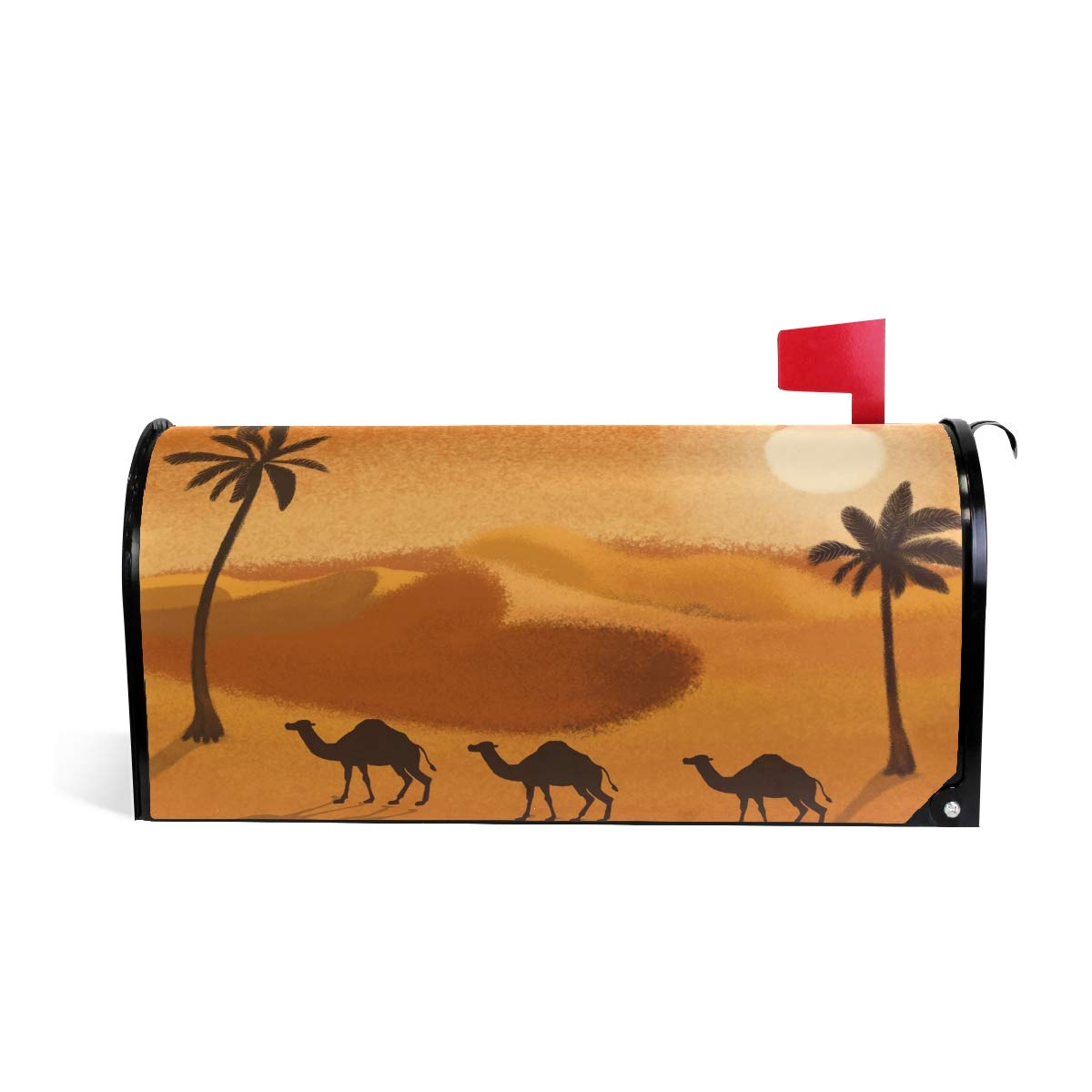 Desert Camel Coconut Tree Magnetic Mailbox Cover Large Size Mailbox Wraps Decorative MailWraps Post Letter Box Cover Garden Yard Home Decor 25.5" X 21"
